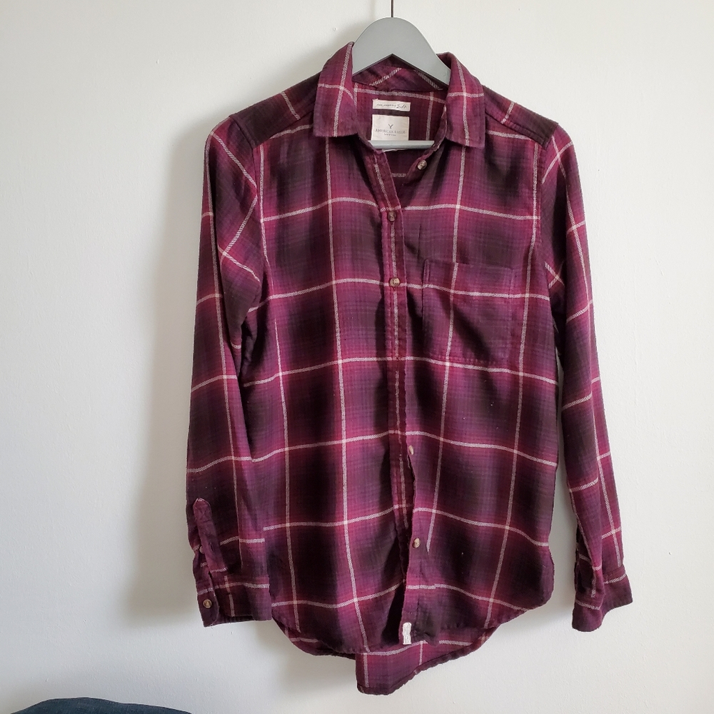 American Eagle Ahh-Mazingly Soft Boyfriend Fit Button-Down Shirt
